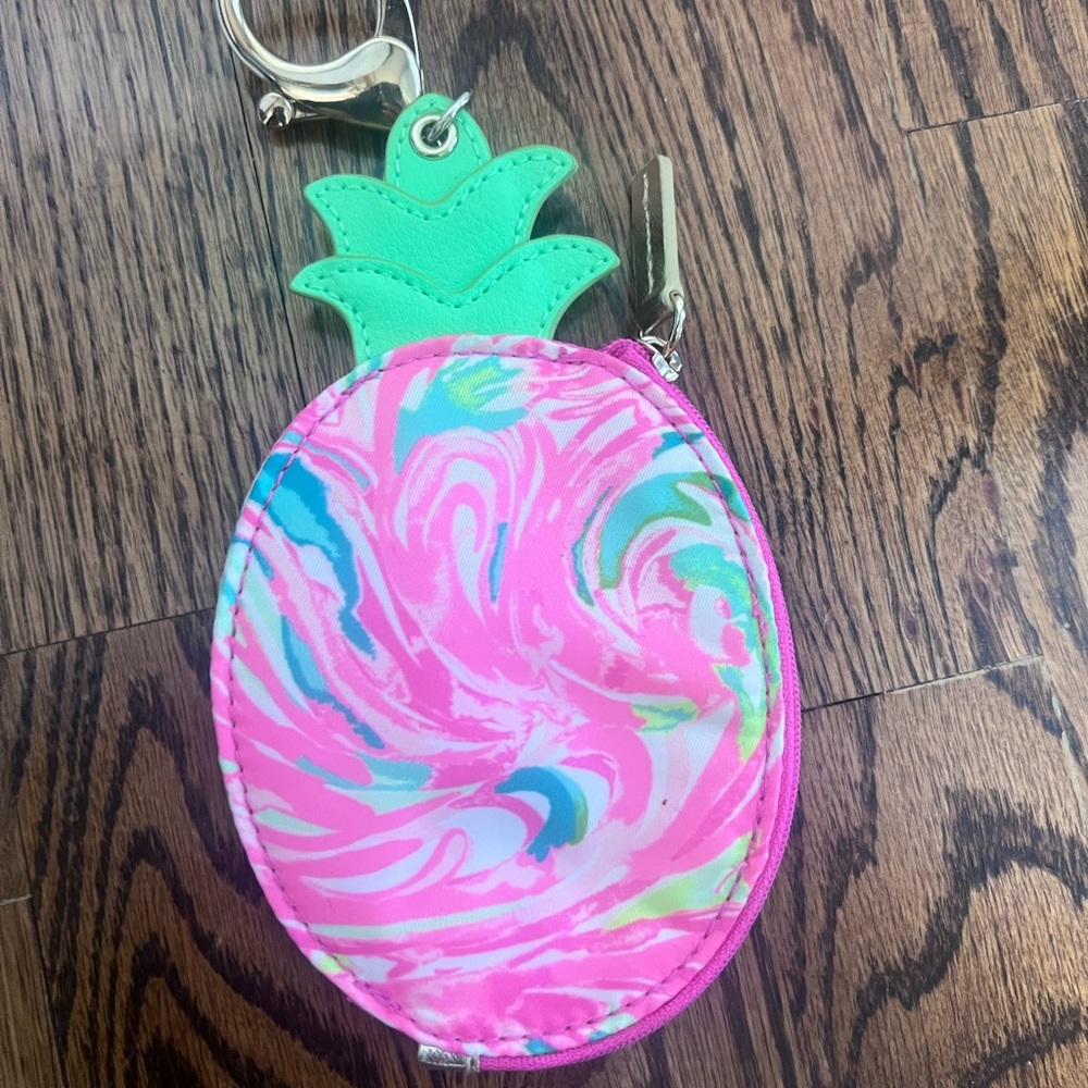 Lilly Pulitzer Pineapple Keychain with Green Top and Pink Accents
